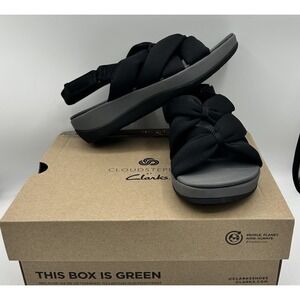 Cloudsteppers By‎ Clark's Aria Meg Black Textile Sandals Women's Size 8.5M
